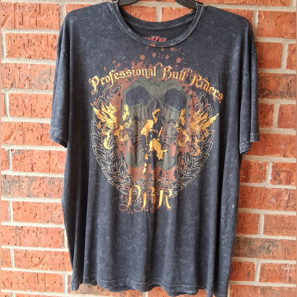 PBR Size 2XL Black Gold Printed Short Sleeves T-shirt 100% Cotton